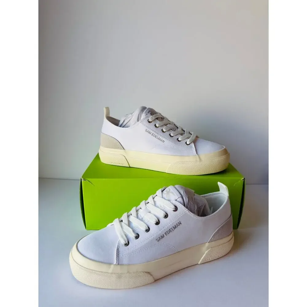 Sam Edelman Sonia White Cotton Platform Sneakers Women’s 8.5